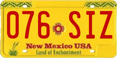 NM license plate 076SIZ