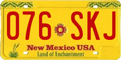 NM license plate 076SKJ