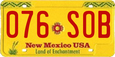 NM license plate 076SOB