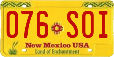 NM license plate 076SOI