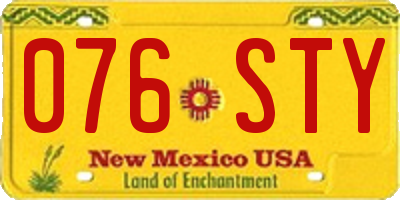 NM license plate 076STY