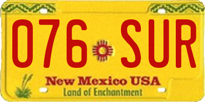 NM license plate 076SUR