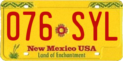 NM license plate 076SYL