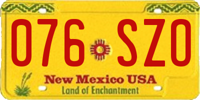 NM license plate 076SZO