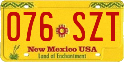 NM license plate 076SZT