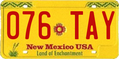 NM license plate 076TAY