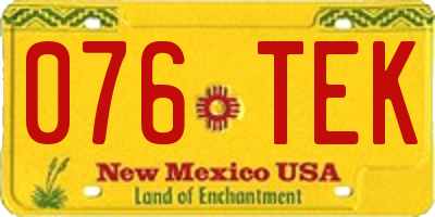 NM license plate 076TEK