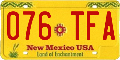 NM license plate 076TFA