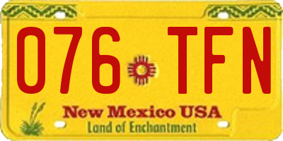 NM license plate 076TFN