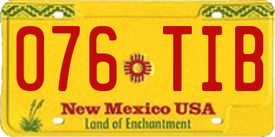 NM license plate 076TIB