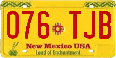 NM license plate 076TJB