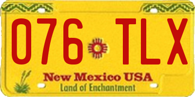 NM license plate 076TLX