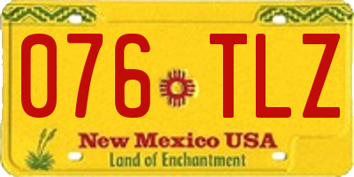 NM license plate 076TLZ