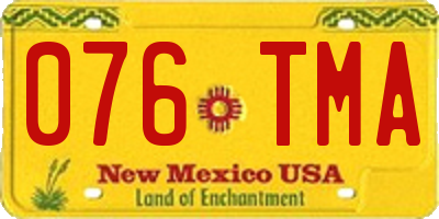 NM license plate 076TMA