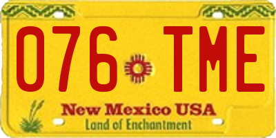NM license plate 076TME