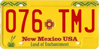NM license plate 076TMJ