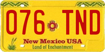 NM license plate 076TND