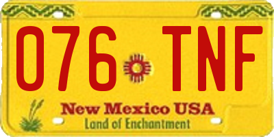 NM license plate 076TNF