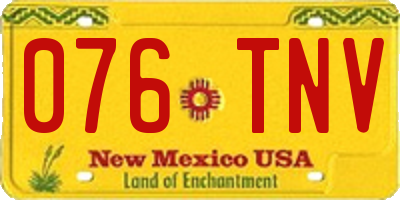NM license plate 076TNV