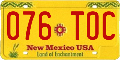 NM license plate 076TOC