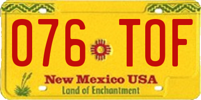 NM license plate 076TOF