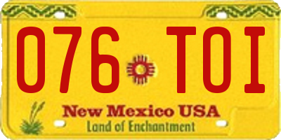 NM license plate 076TOI