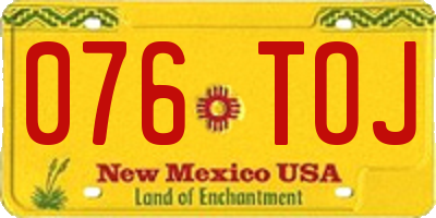 NM license plate 076TOJ