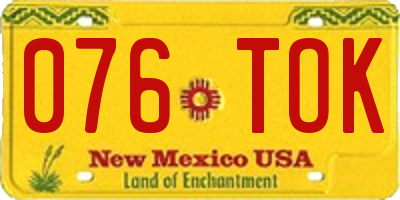 NM license plate 076TOK
