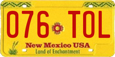 NM license plate 076TOL