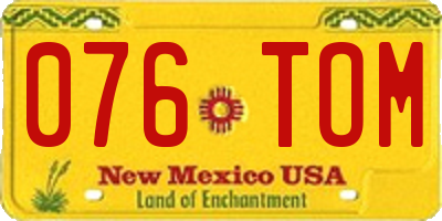 NM license plate 076TOM