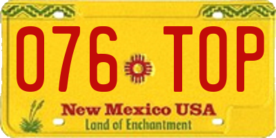 NM license plate 076TOP