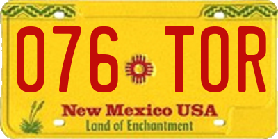 NM license plate 076TOR