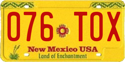 NM license plate 076TOX