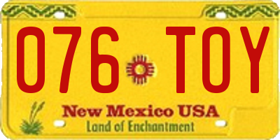 NM license plate 076TOY