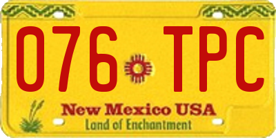 NM license plate 076TPC
