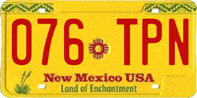 NM license plate 076TPN