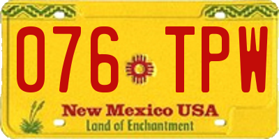 NM license plate 076TPW