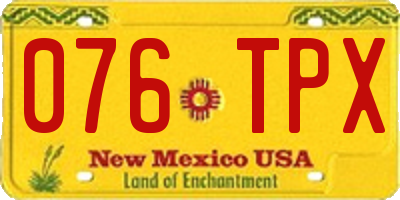 NM license plate 076TPX