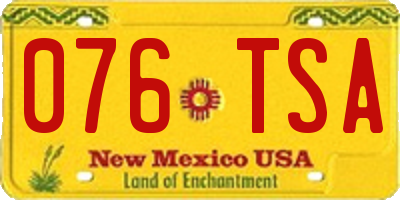 NM license plate 076TSA