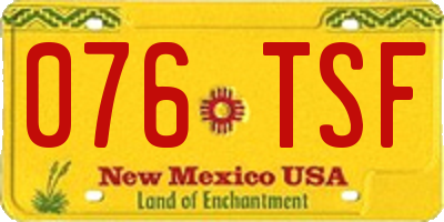 NM license plate 076TSF