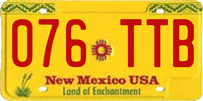 NM license plate 076TTB
