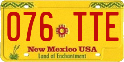 NM license plate 076TTE