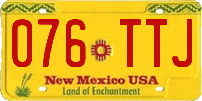 NM license plate 076TTJ