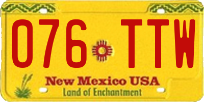 NM license plate 076TTW