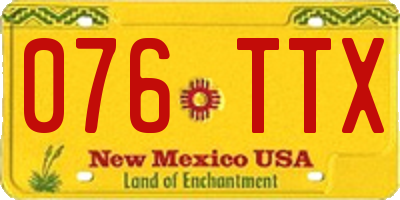 NM license plate 076TTX