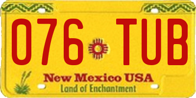 NM license plate 076TUB