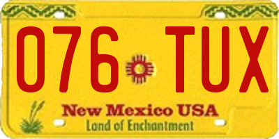 NM license plate 076TUX