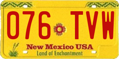 NM license plate 076TVW