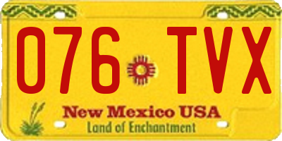 NM license plate 076TVX