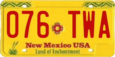 NM license plate 076TWA